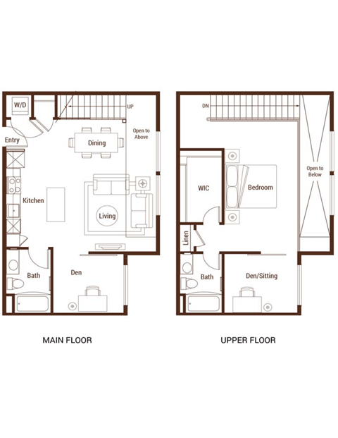 1 Bedroom Floor Plan at Six Oaks, Bothell, WA, 98011